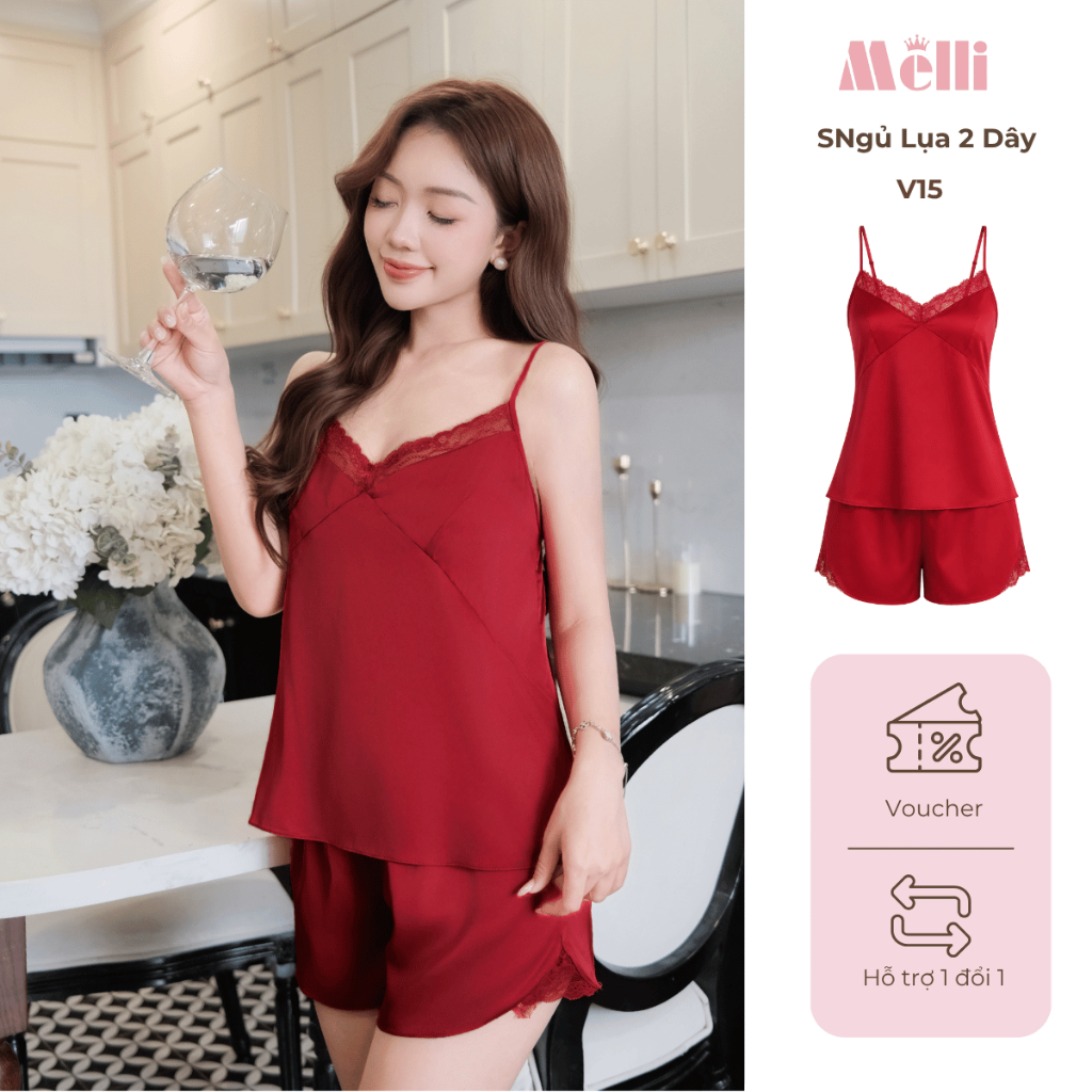 Bộ Ngủ 2 Dây Lụa Latin Phối Ren Sexy Quyến ũ Cao Cấp Mềm Mát,– B2D02