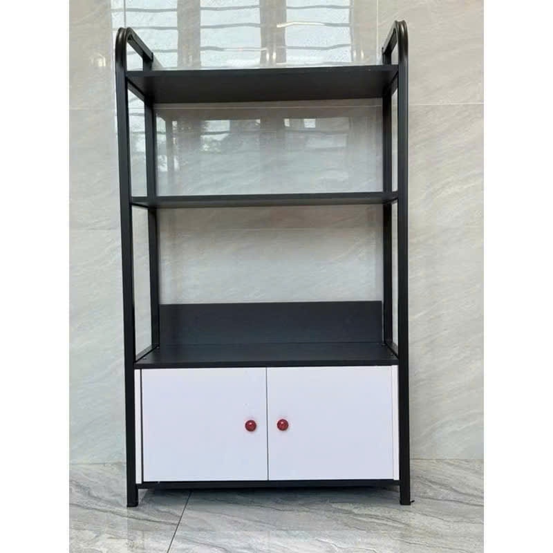 Kệ Lò Vi Sóng 4 Tầng Có Tủ, Kệ Bếp Kệ Để Đồ Đa Năng Khung Sắt Tĩnh Điện Mặt Gỗ MDF Phủ Mine Chống Nước