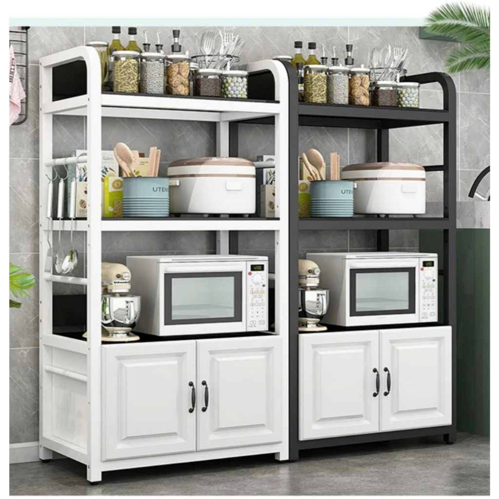 Kệ Lò Vi Sóng 4 Tầng Có Tủ, Kệ Bếp Kệ Để Đồ Đa Năng Khung Sắt Tĩnh Điện Mặt Gỗ MDF Phủ Mine Chống Nước