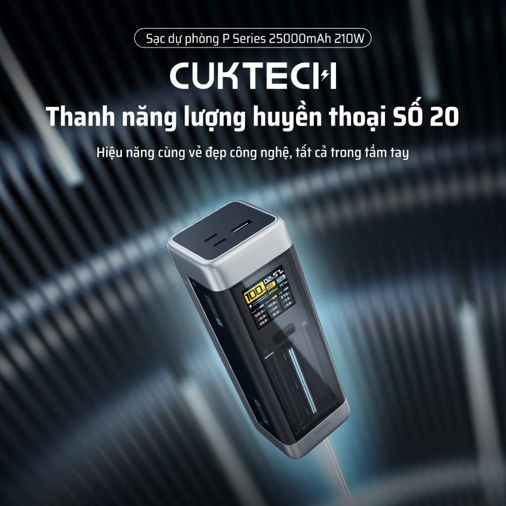 CUKTECH 20 Sạc Di Động 2C1A | Công Suất 210W Max | Dung Lượng 25.000mAh | Bảo Hành 18 Tháng P23 | BigBuy360 - bigbuy360.vn