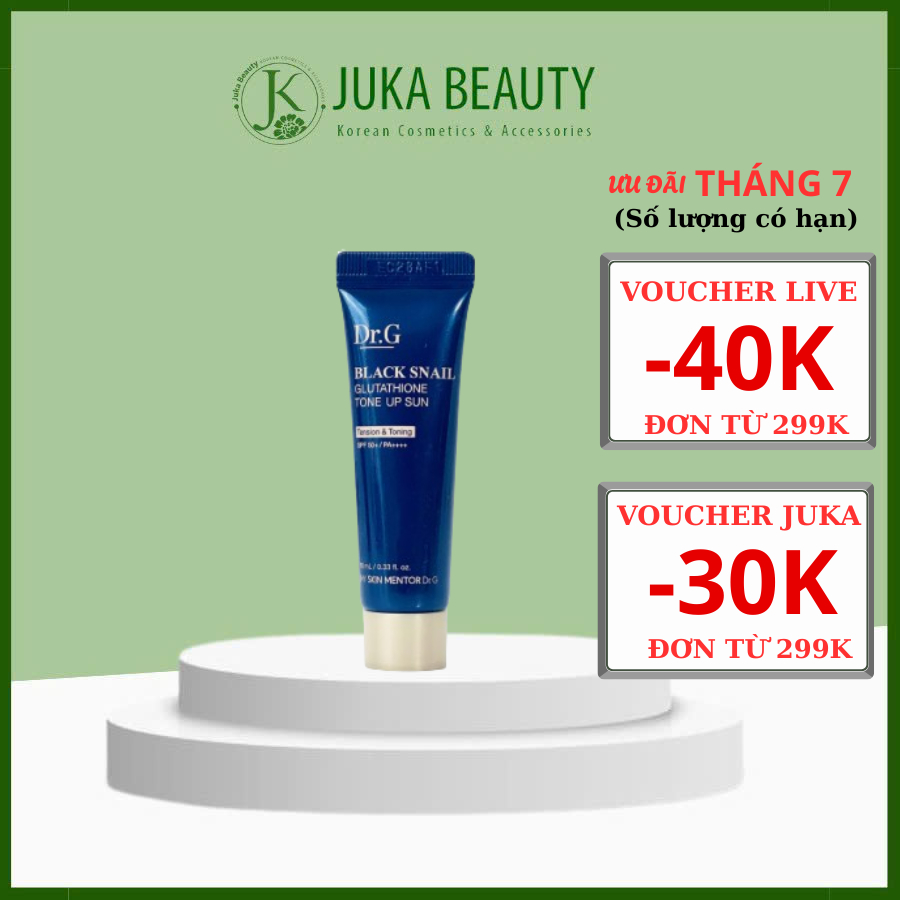 MINI 10ml) Kem chống nắng DR.G Black Snail Glutathione Tone Up Sun SPF50+ PA++++