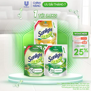 Nước rửa chén Sunlight Bio-care với thành phần từ 100% tự nhiên Túi 3.3kg