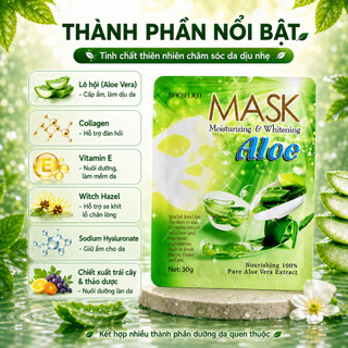 [CHÍNH HÃNG] COMBO 10 Mặt nạ dưỡng ẩm trắng da Aloe 30g x 10