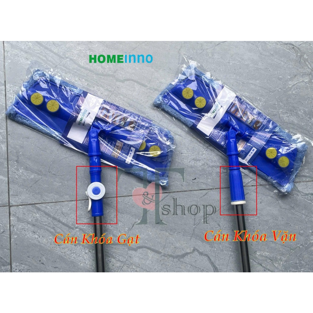 [HỎA TỐC] Cây Lau Nhà Bảng Lau Dán Nhựa 40cm Homeinno Cán Rút 90cm - Kéo Dài 140cm