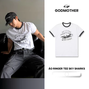 Áo Thun RINGER TEE GODMOTHER Áo Thun Trắng Cotton 4 Chiều Họa Tiết Basic Tôn Dáng Cá Tính Năng Động