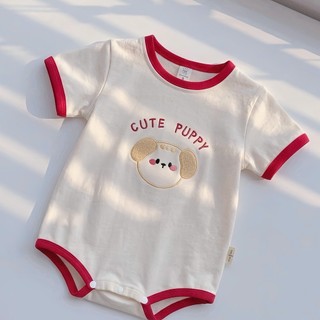 Bodysuit viền đỏ họa tiết mặt gấu in cho bé 4-10Kg. Body chip chất liệu cotton mềm mát. Dino Kids