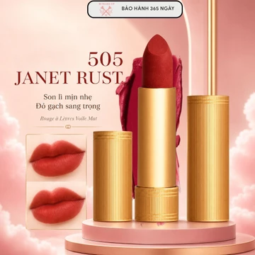 Son thỏi lì G.C 505 màu đỏ gạch, chất son mịn mượt, lên màu chuẩn, bền màu cả ngày.