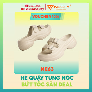 [NE63] Dép hai quai khóa cài đế cách điệu đúc nguyên khối cao 6cm NESTY ( KO1 )