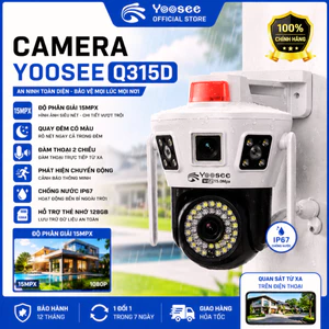 CAMERA YOOSEE Wifi Ngoài Trời 4 MẮT 2 MÀN HÌNH RIÊNG BIỆT 16MPX bản nâng cấp Q42D - CÓ ĐÈN BÁO ĐỘNG