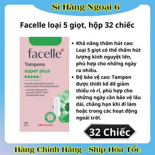 [CÓ CHE TÊN] Băng vệ sinh Tampon Facelle đầy đủ size chuẩn Đức - Hàng mới về