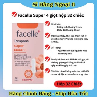 [CÓ CHE TÊN] Băng vệ sinh Tampon Facelle đầy đủ size chuẩn Đức - Hàng mới về