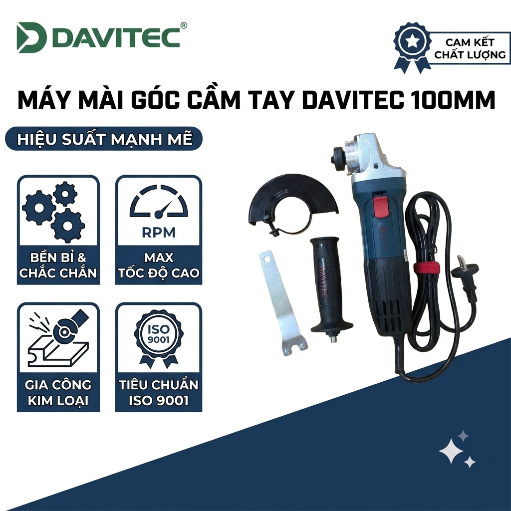 Máy mài góc/ máy cắt cầm tay DV1100C đĩa 100mm công suất 850W motor dây đồng, linh kiện phổ thông - Tặng 5 đá cắt 107