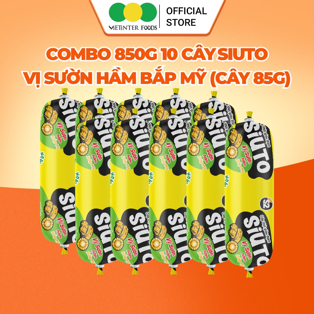 Combo 10 Cây Xúc Xích Dinh Dưỡng Siuto Vietinter Foods (Cây 85g)