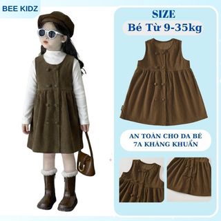 Váy Cho Bé Gái, Váy Sát Nách Nhung Cho Bé Gái Thiết Kế Dáng Suông Chất Liệu Nhung Mềm Mại