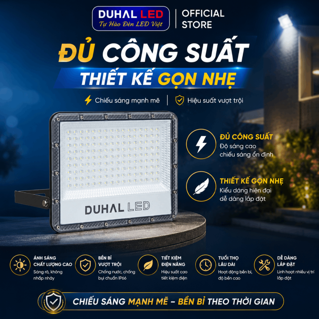 Đèn Pha Led Ngoài Trời DUHAL KDJ2 Chống Nước, Siêu sáng 20W 30W 50W 100W 150W