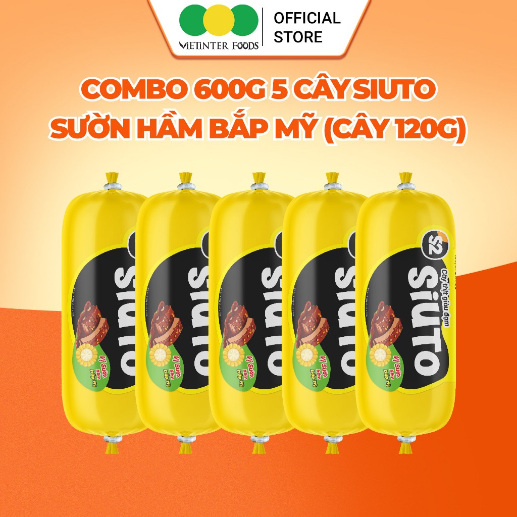 Combo 5 Cây Xúc Xích Dinh Dưỡng Siuto Vietinter Foods (Cây 120g)