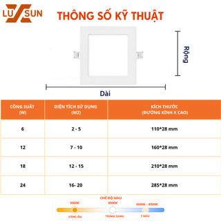 Đèn LED Âm Trần Siêu Mỏng 6W 9W 12W 18W 24W | Đèn Trần Thạch Cao 3 Màu Ánh Sáng Tiết Kiệm Điện | Phòng Khách Phòng Bếp