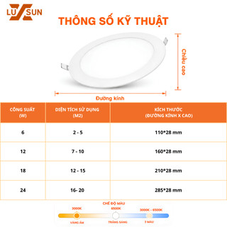 Đèn LED Âm Trần Siêu Mỏng 6W 9W 12W 18W 24W | Đèn Trần Thạch Cao 3 Màu Ánh Sáng Tiết Kiệm Điện | Phòng Khách Phòng Bếp