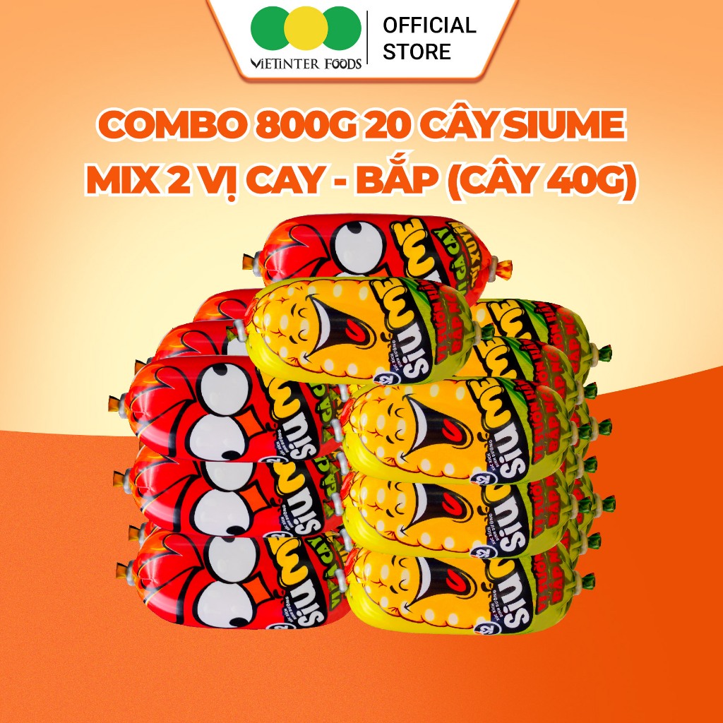 Combo 20 Cây Xúc Xích Dinh Dưỡng Siume Vietinter Foods (Cây 40g)