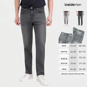 Quần Jeans nam Insidemen dáng New Regular co giãn, thoải mái, hai tông màu xám IJN003M0H0