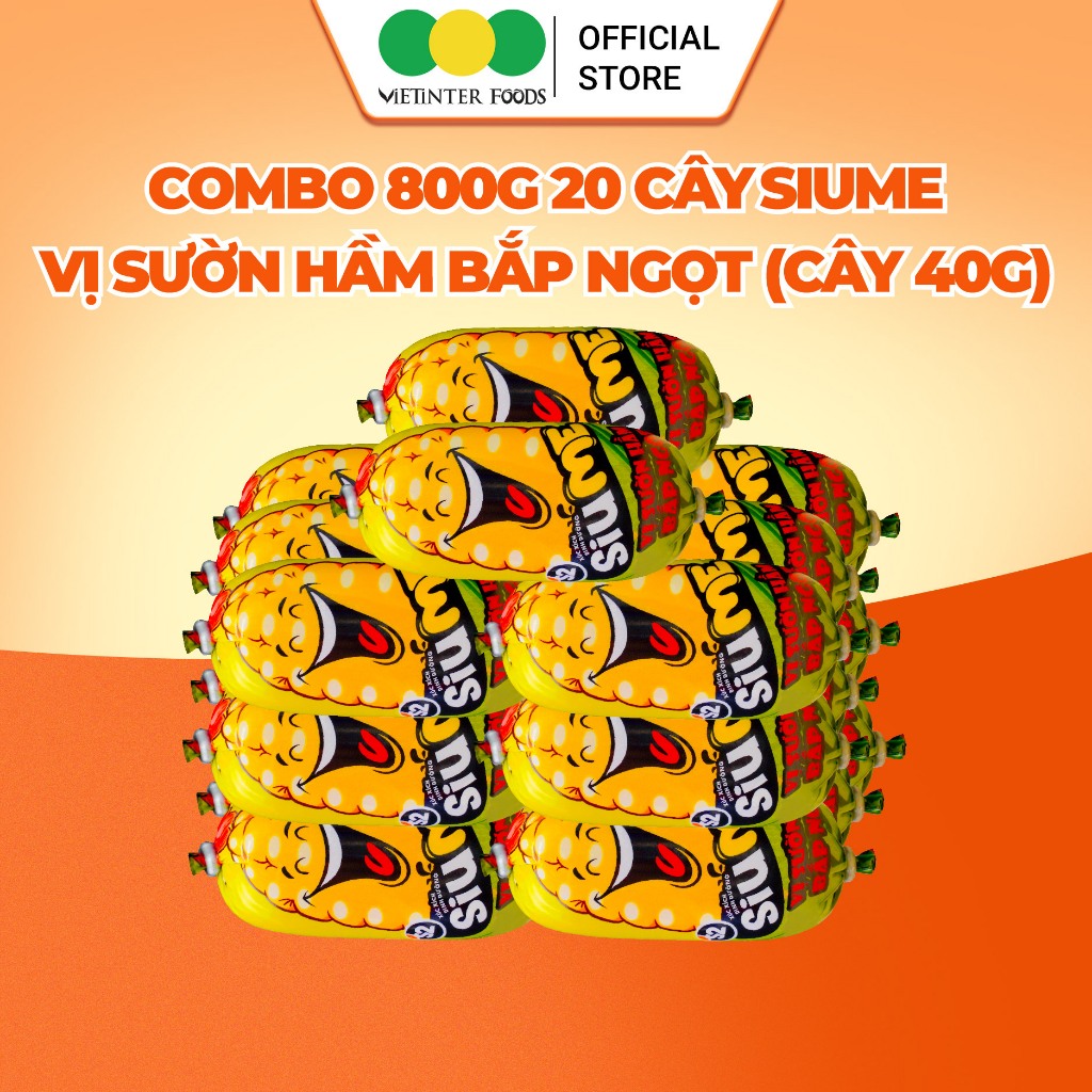 Combo 20 Cây Xúc Xích Dinh Dưỡng Siume S2 Vietinter Foods (Cây 40g)