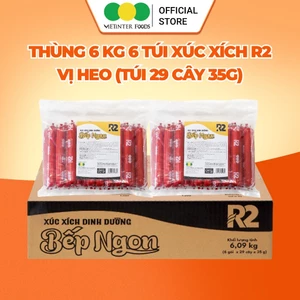 Thùng 6 Túi Xúc Xích Dinh Dưỡng Tiệt Trùng R2 Vietinter Foods (Túi 29 Cây, Cây 35g)