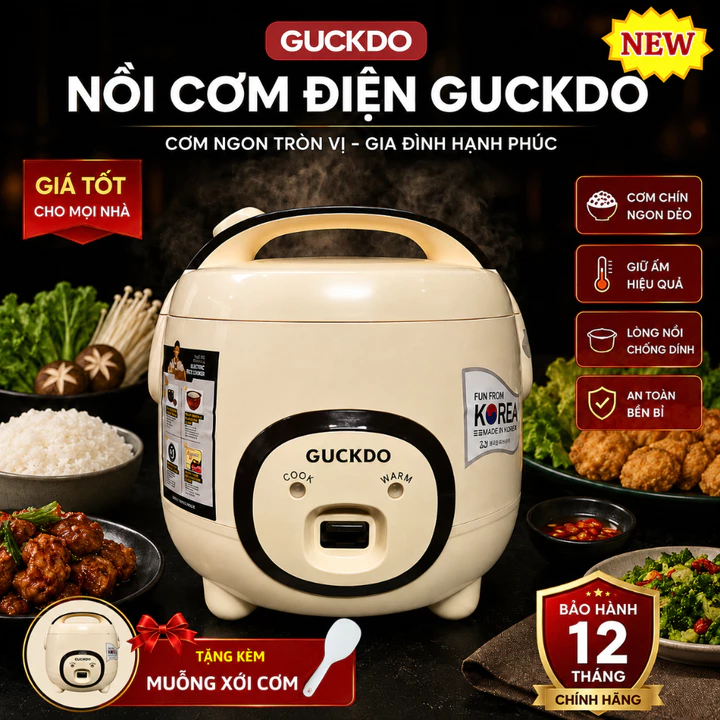 Nồi cơm điện Guckdo chính hãng, nồi cơm mini, nồi nấu cơm nhanh phù hợp cho sinh viên, gia đình