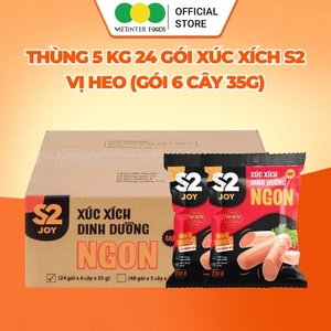 Thùng 24 Gói Xúc Xích Dinh Dưỡng Tiệt Trùng S2 Vietinter Foods (Gói 6 Cây, Cây 35g)