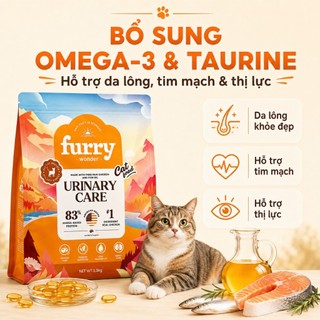 FURRY WONDER Thức Ăn Cho Mèo 1.5kg - Hỗ trợ tiết niệu, Ngăn sỏi thận, 4 lớp bảo vệ
