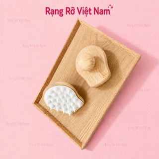 Lược Gội Đầu Tay Cầm Gỗ Sồi Loại 1 Massage Đầu Giảm Gàu Giúp Kích Thích Mọc Tóc Hiệu Quả - Lược Gội Đầu Silicon Loại 1