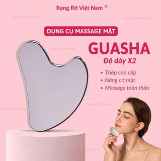 Guasha Thép Không Gỉ Cao Cấp Kèm Cây Lăn Thép Massage Thon Gọn Mặt Giảm Mệt Mỏi Stress Săn Chắc Da - Bộ Massage Thép