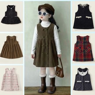 Váy Yếm Bé Gái, BST Váy Yếm Tết Cho Bé Gái Phong Cách Tiểu Thư Chất Liệu Dạ Mềm Mại