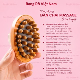 Bàn Chải Gỗ Massage Đầu Cổ Vai Gáy Giúp Lưu Thông Khí Huyết Giảm Đau Nhức Toàn Thân Tay Cầm Gỗ Tiện Lợi Chắc Chắn