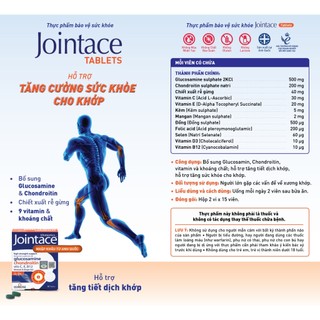 Thực Phẩm Bảo Vệ Sức Khỏe JOINTACE TABLETS Hỗ Trợ Tăng Tiết Dịch và Tăng Sức Khỏe Cho Khớp Hộp 30 viên Vitabiotics