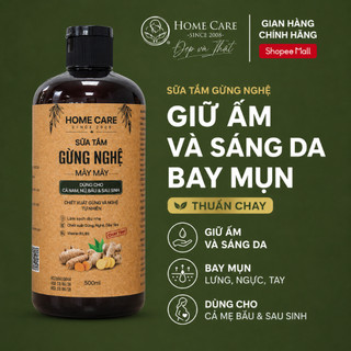 Sữa Tắm Gừng Nghệ Giữ Ấm Và Sáng Da, Bay Mụn Lưng, Ngực, Tay, Thuần Chay Chính Hãng Home Care 500ml