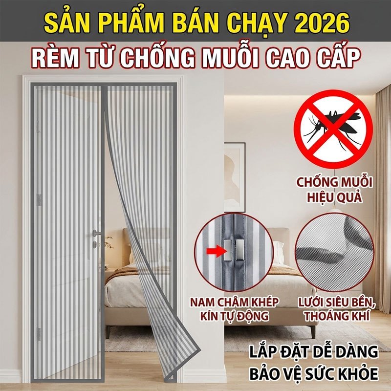 RÈM TỪ TỰ ĐÓNG Rèm Cửa Chống Muỗi Từ Tính - Tự Động Đóng Kín, Lưới Dày Đặc Ngăn Muỗi & Côn Trùng Hiệu Quả | Thiết Kế Tự