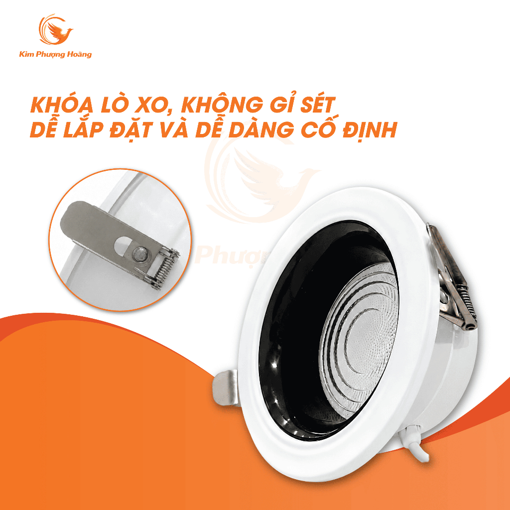 Đèn Âm Trần Dowlight Chống Chói 7W-9W phi 90 Choá Sâu 2cm Ánh Sáng 3 màu Bảo hành 2 năm