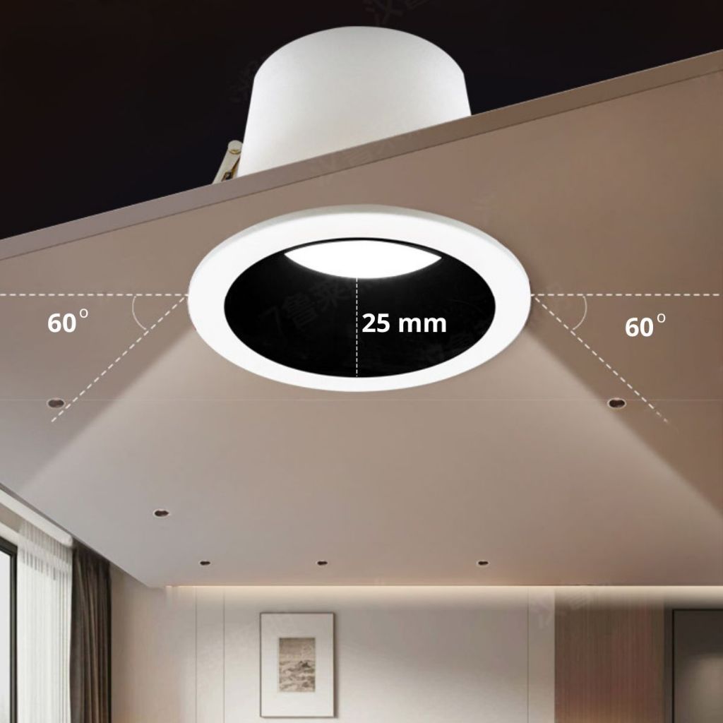 Đèn Âm Trần Dowlight Chống Chói 7W-9W phi 90 Choá Sâu 2cm Ánh Sáng 3 màu Bảo hành 2 năm
