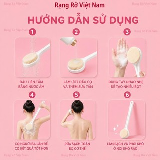 Bàn Chải Tắm Cán Dài Lông Mềm Hàng Loại 1 Cao Cấp Không Gây Kích Ứng Da - Bàn Chải Tắm Tẩy Da Chết Nhẹ Nhàng Loại 1