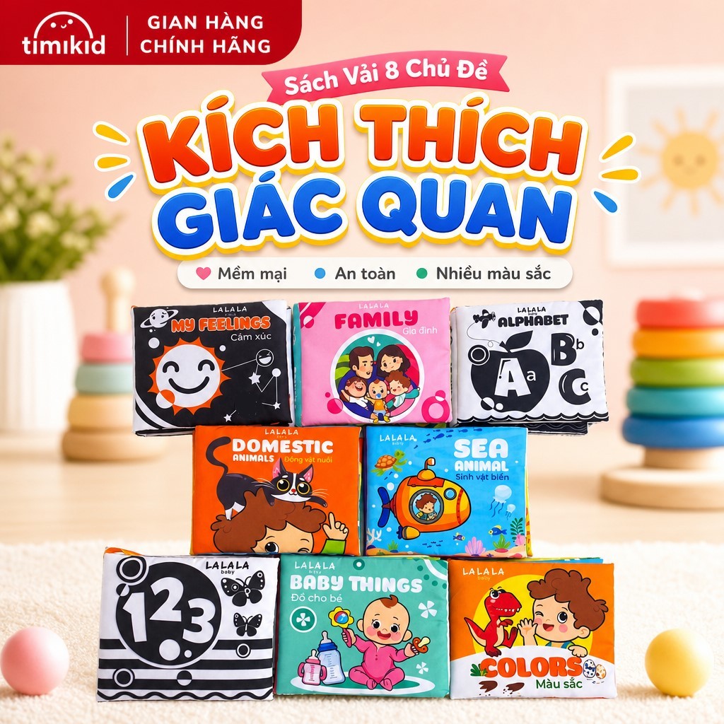 Sách Vải Cho Bé Lalala Baby 8 Chủ Đề Giúp Bé Thông Minh Phản Xạ Nhanh – Mẫu mới