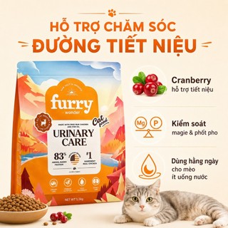 FURRY WONDER Thức Ăn Cho Mèo 1.5kg - Hỗ trợ tiết niệu, Ngăn sỏi thận, 4 lớp bảo vệ