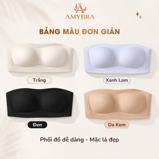 Áo Ngực Không Dây Đúc Su Không Gọng Mút 0.5cm, Áo Quây Ngực Ôm Dáng Chống Trượt AMYBRA A622