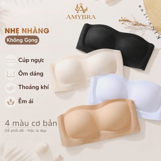 Áo Ngực Không Dây Đúc Su Không Gọng Mút 0.5cm, Áo Quây Ngực Ôm Dáng Chống Trượt AMYBRA A622