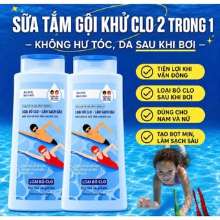 Dầu Gội & Sữa Tắm 2 Trong 1 Khử Clo Sau Bơi 500ml | Làm Sạch Da Tóc Sau Đi Biển Cho Người Bơi Lội