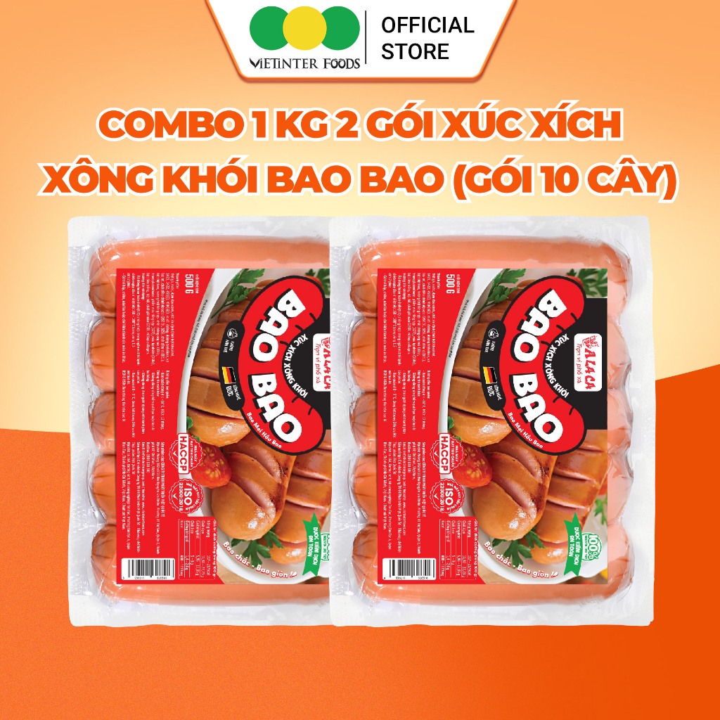 Xúc Xích Xông Khói Bao Bao Tươi Vietinter Foods (Gói 250g-500g)