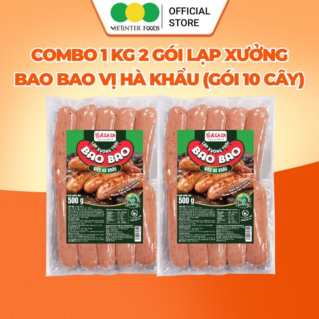 Lạp Xưởng Tươi Bao Bao Vị Hà Khẩu S2 Vietinter Foods (Gói 500g)