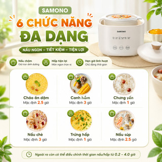 (Bản Nâng Cấp) Nồi nấu chậm đa năng SAMONO SW-SC10 dung tích 1L phiên bản tiếng Việt - Hàng chính hãng BH 1 năm