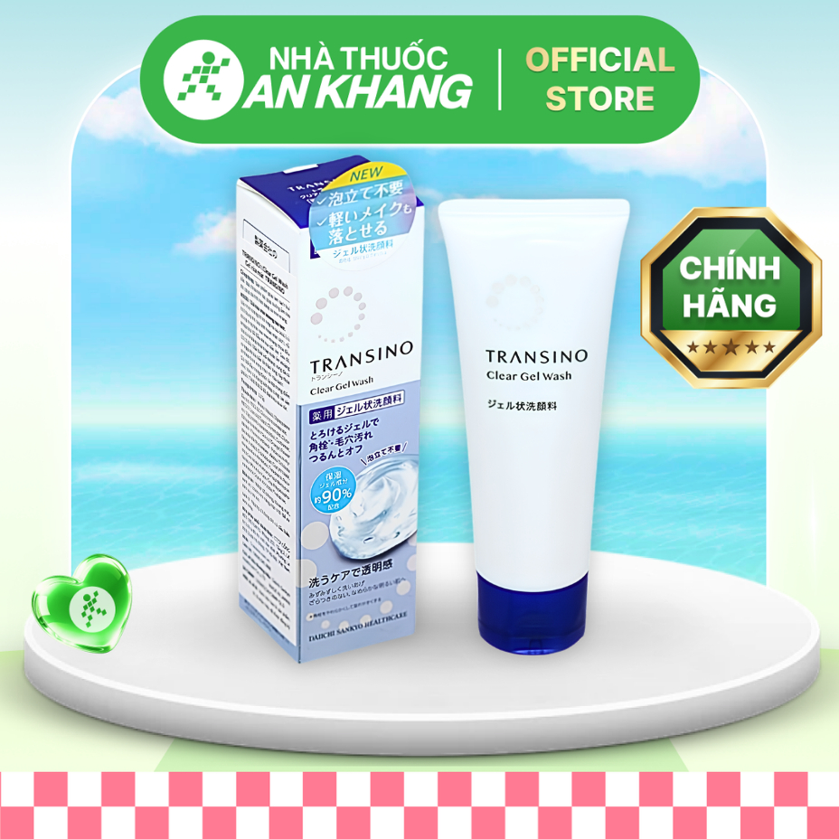 Gel rửa mặt Transino Clear Gel Wash giúp dưỡng ẩm, làm sạch và loại bỏ dầu thừa tuýp 110g