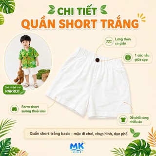 Set Bộ Bé Trai Parrot MK Kids Áo Sơ Mi Họa Tiết Nổi Bật Đi Biển Mùa Hè Chất Đũi Tơ Thoáng Mát 2-8 Tuổi