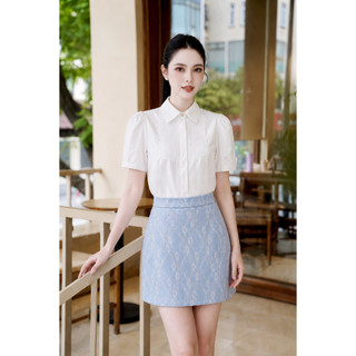 Chân Váy 𝐂𝐂𝐇𝐀𝐓 Dáng A Ngắn Alice Họa Tiết Ren Sang Trọng Chất Liệu Tuytsi Cao Cấp 16CNS2055AT